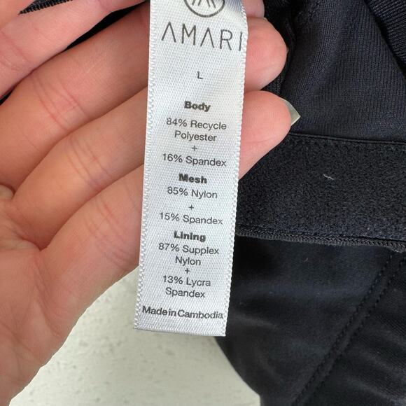 Amari Black Wide Strap High Back Gull Coverage Mesh Back Unpadded Sports Bra L - Picture 4 of 5